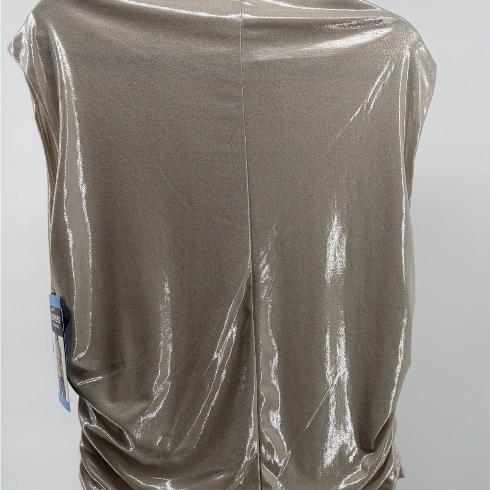 Express Mock Neck Tank, Cream & Silver Shimmer, Women's Size Large NWT S089